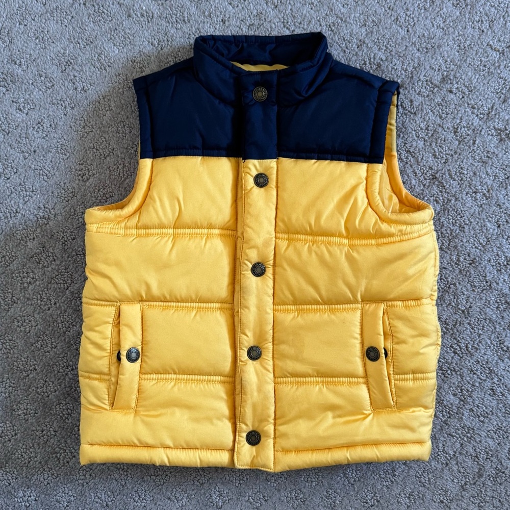 Janie and Jack 2T Yellow and Navy Blue Kids Puffer Vest